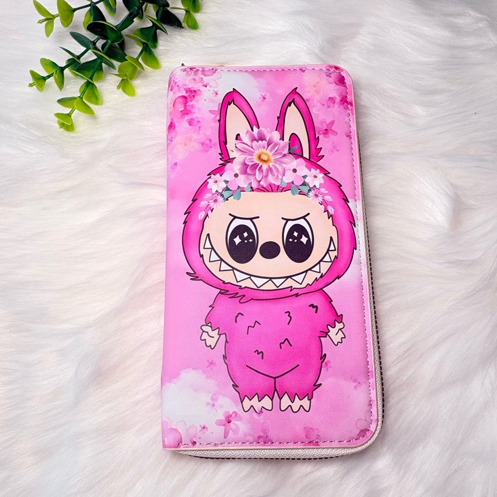 Pink Labubu Long Zippy Wallet